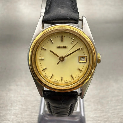Seiko Watch Women 24mm Luminous Dial Two Tone Date Round 7N82-0399 New Battery0