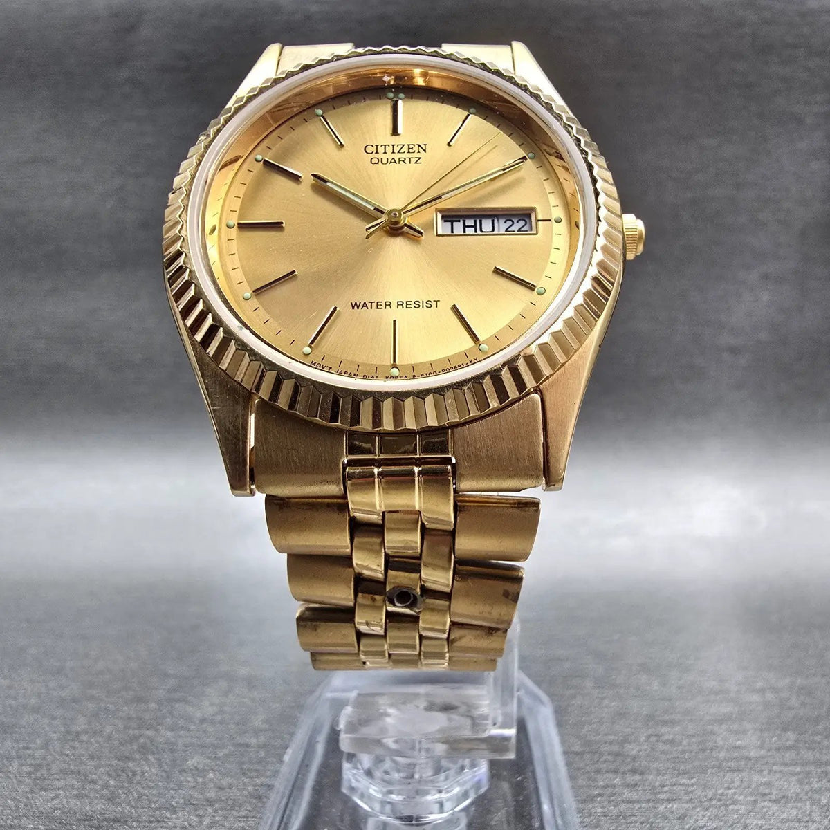 Citizen President Watch Men 35mm Gold Dial Gold Daydate 6100-R00391 New Batt JP5