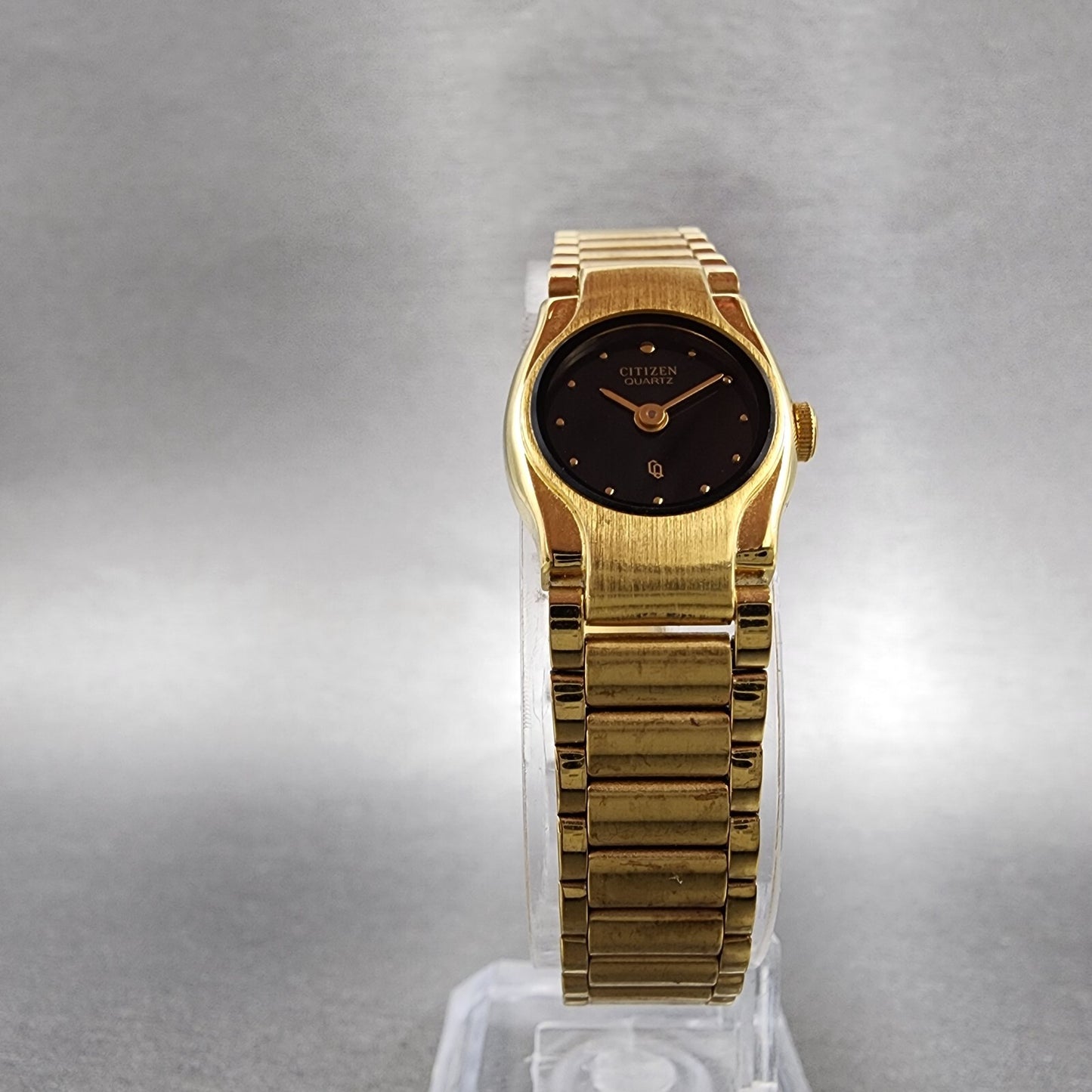 Citizen CQ Watch Women 17mm Black Dial Gold Tone Round 3220S10034 New Battery5