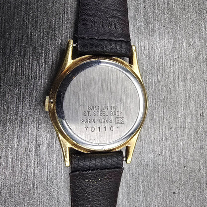 Seiko Moon Phase Watch Women 24mm Cream Dial Gold Tone Round 2A24-0028 New Batt10