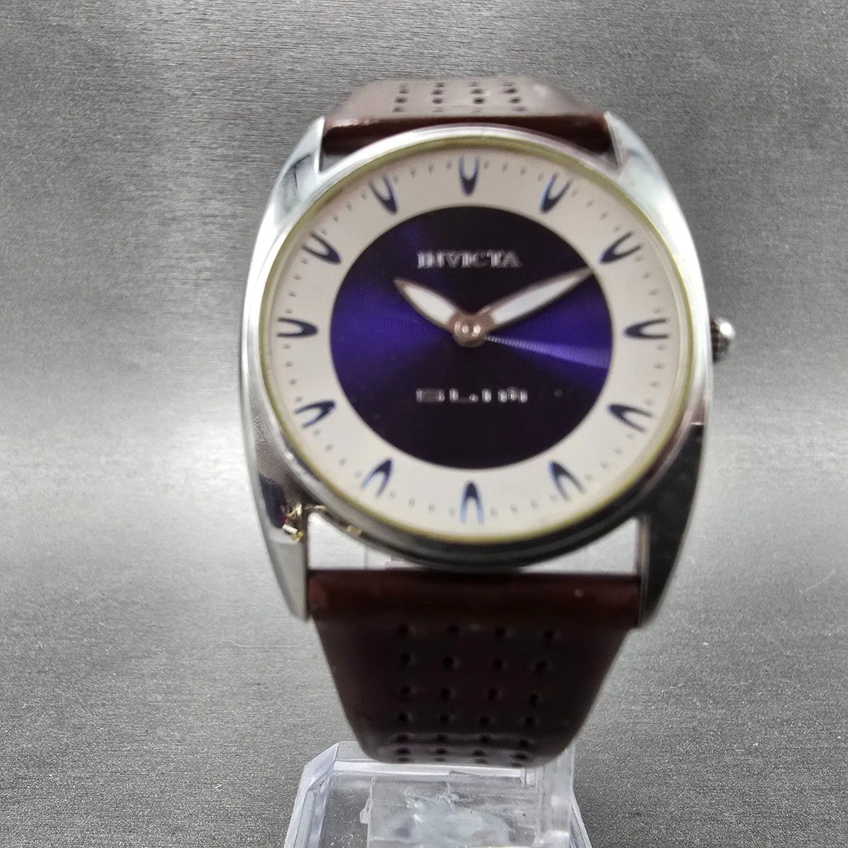Invicta Slim Watch Women 30mm Blue Dial Silver Tone Round 5358 New Battery5