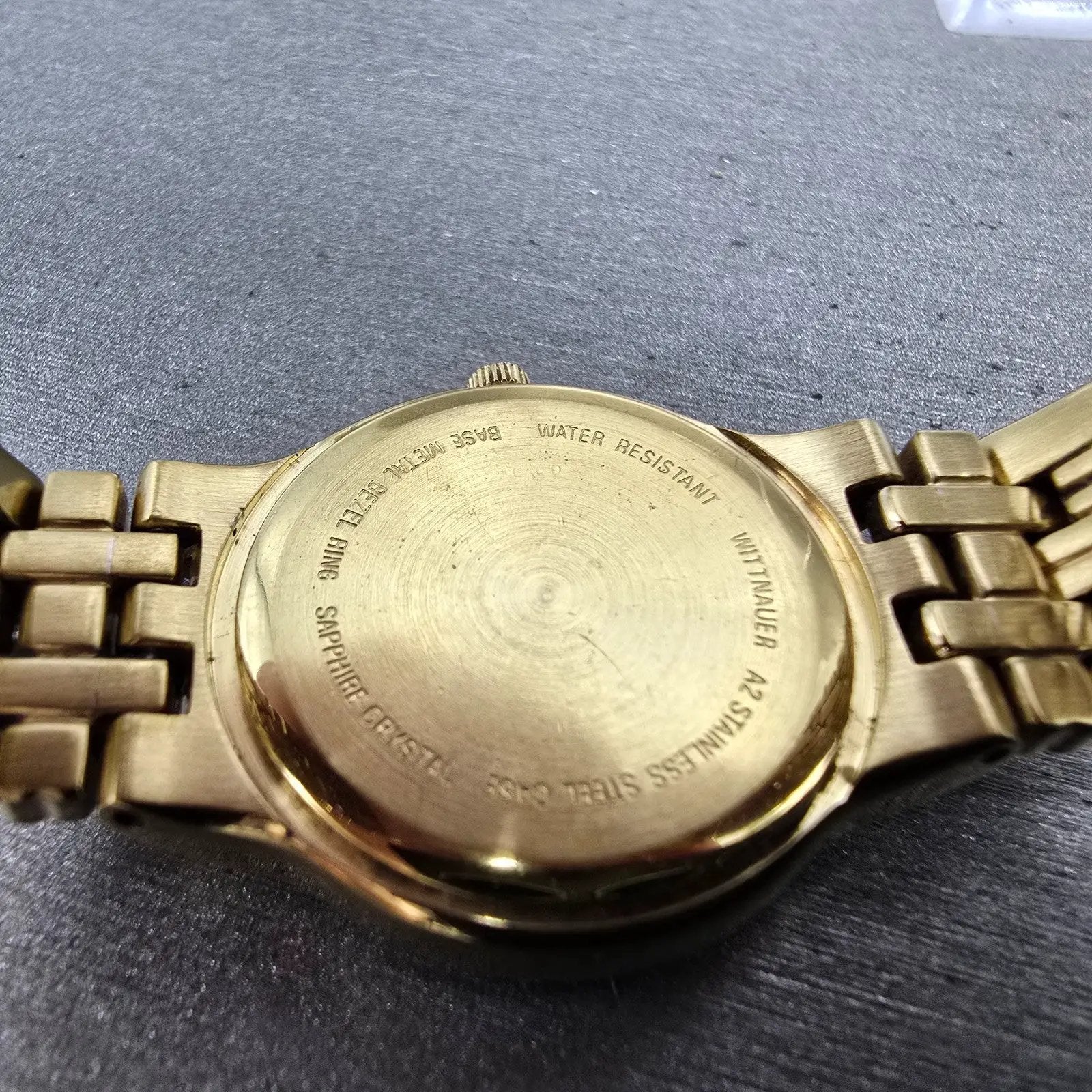 Wittnauer Watch Women 25mm Champagne Dial Gold Tone Date Round 12R11 New Battery9