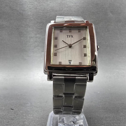 Bulova TFX Tank Watch Men 29mm Silver Dial Silver Tone date 36B05 New Battery5