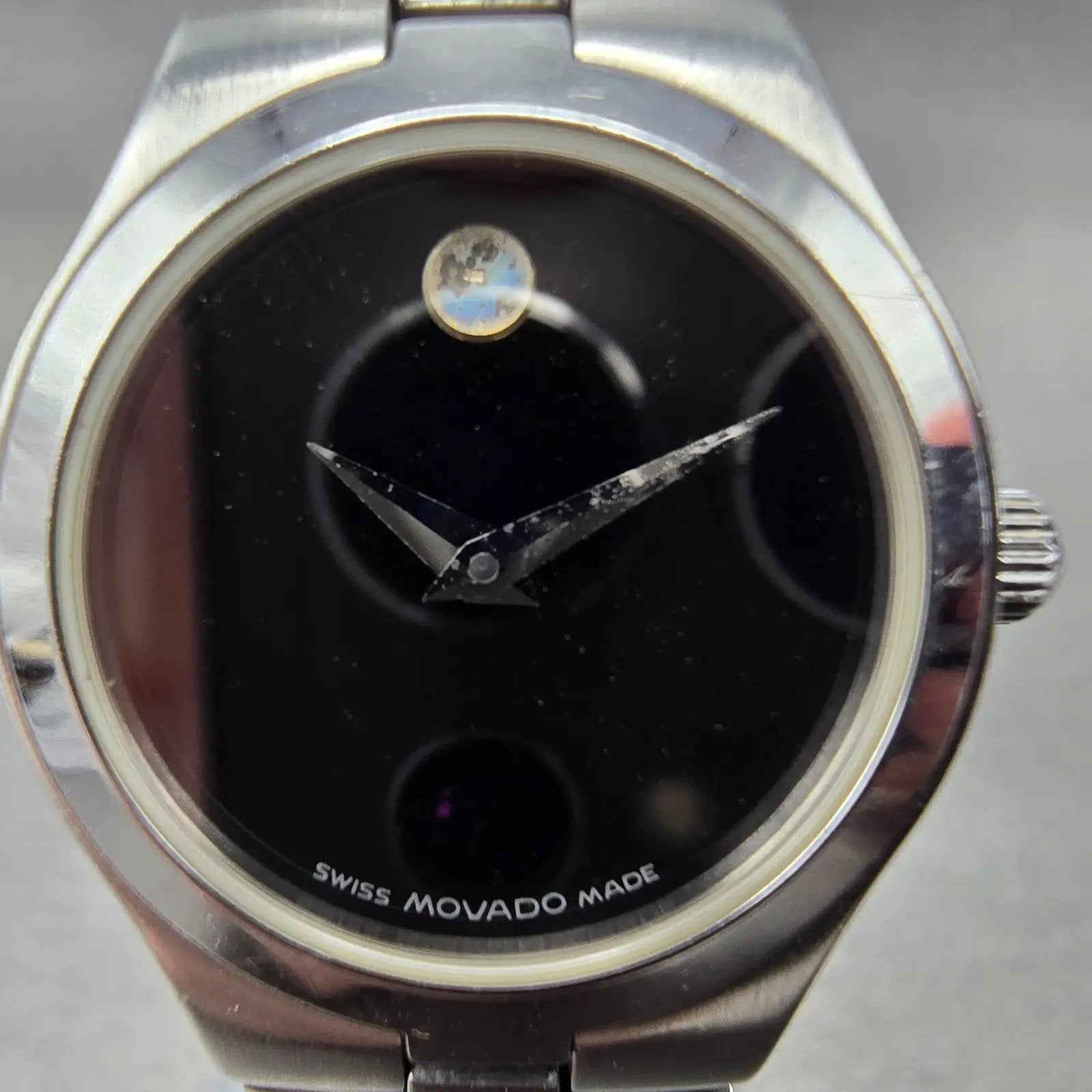 Movado Museum Watch Women 24mm Black Dial Silver Tone 84 E4 1844 New Battery1