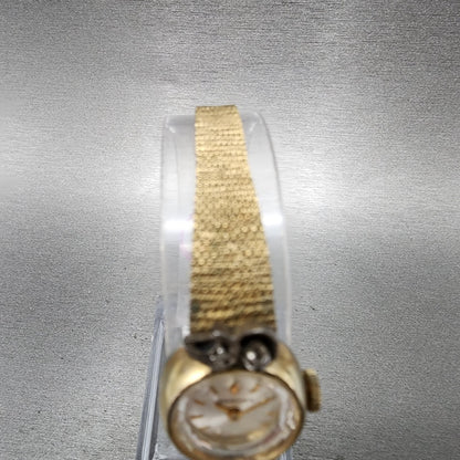 Longines Watch Women 17mm Silver Dial Gold Tone Diamond Manual Wind Runs NOS5