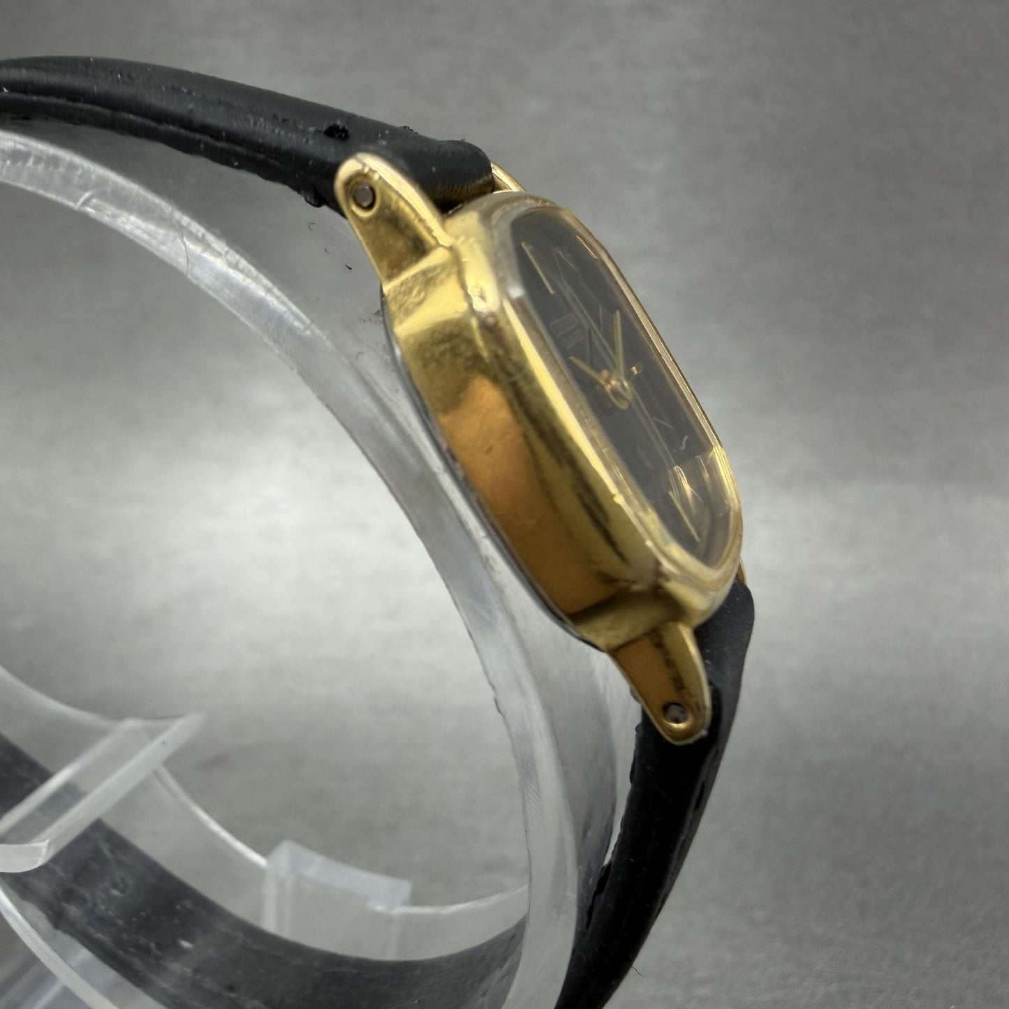 Citizen CQ Watch Women 17mm Black Dial Gold Tone Octagon 5920S49810 New Batt3