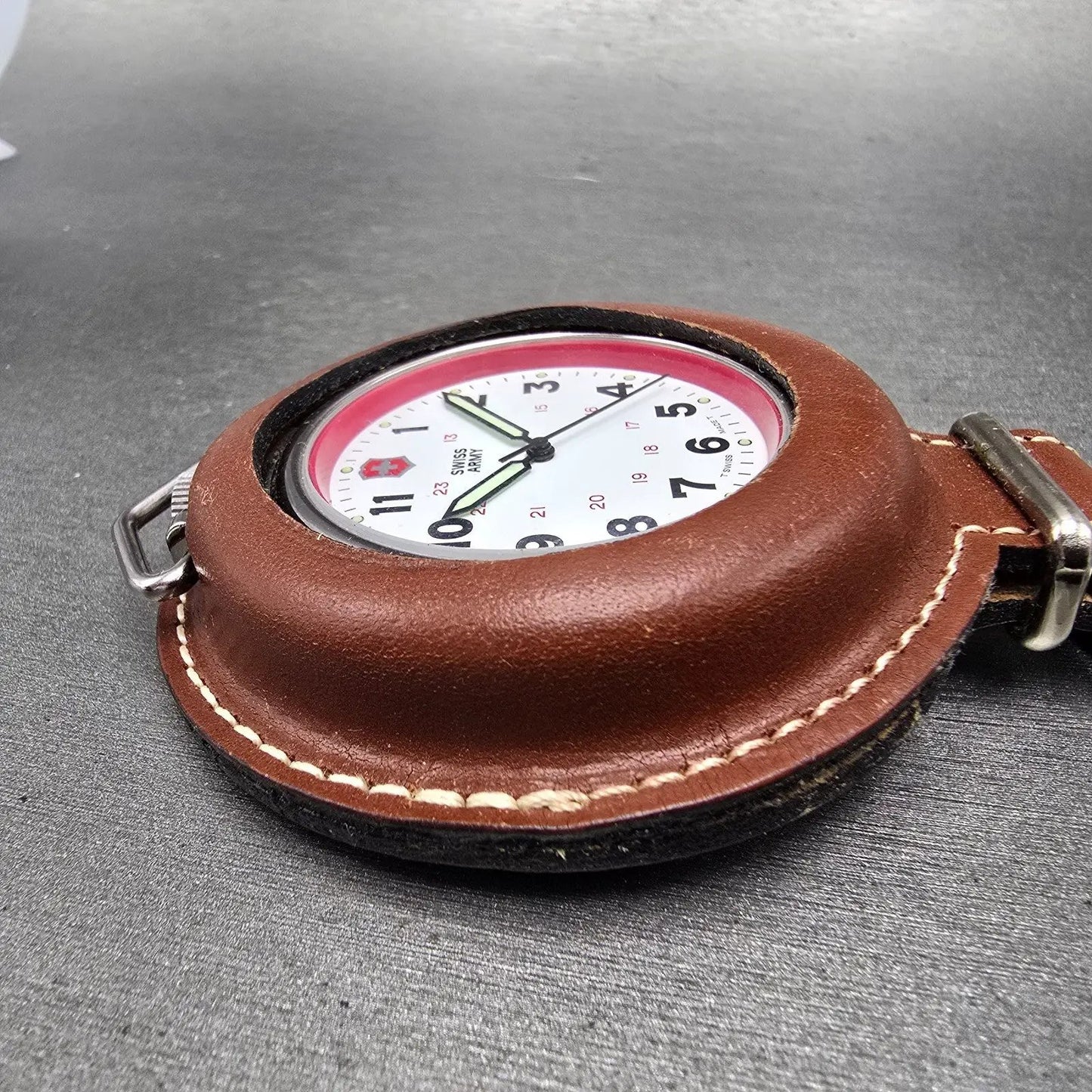 Victorinox Swiss Army Pocket Watch Men 48mm White Dial Silver Tone Round PARTS G6