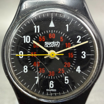 Swatch Nicholette Watch Women 24mm Black Dial Black Tone Round LB105 New Batt1