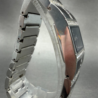 Bulova Tank Watch Women 17mm Black Dial Black & Silver Tone 98L109 New Battery3