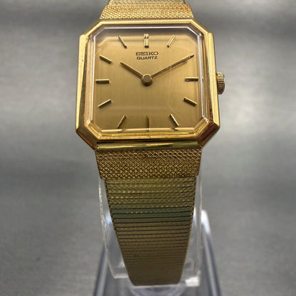 Seiko Watch Women 19mm Gold Dial Gold Tone Octagon 2C20-5850 New Battery4
