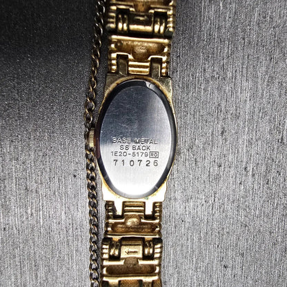 Seiko Watch Women 13mm Gold Dial Gold Tone Oval 1E20-5179 New Battery Vintage10