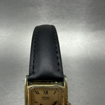 Seiko Tank Watch Women 20mm Champagne Dial Gold Tone 1400-5790 New Battery ABC4