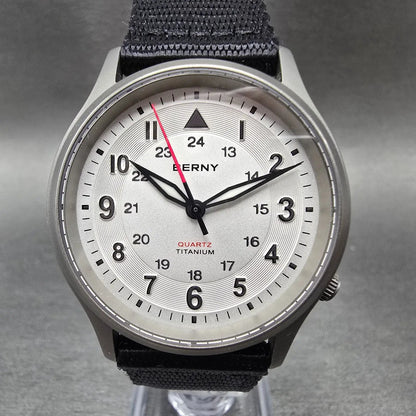 BERNY Field Watch Men 37mm Silver Dial Titanium Round New Battery1