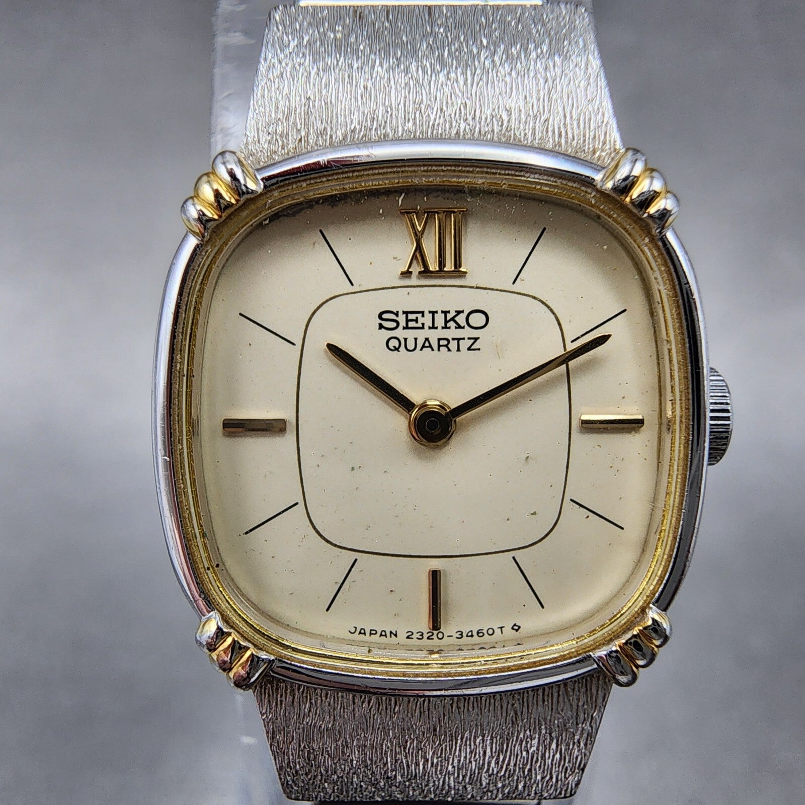 Seiko Watch Women 17mm Cream Dial Two Tone Rectangle 23206710 New Battery1