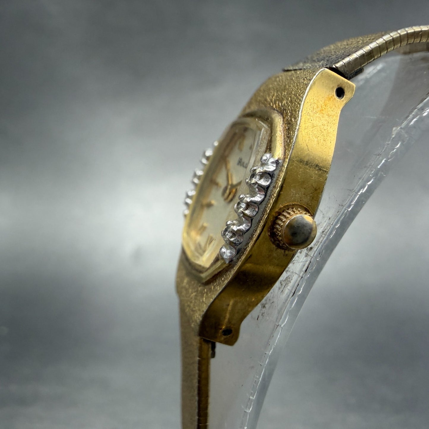 Bulova Watch Women 17mm Champagne Dial Gold Tone 83387 New Battery Diamond2