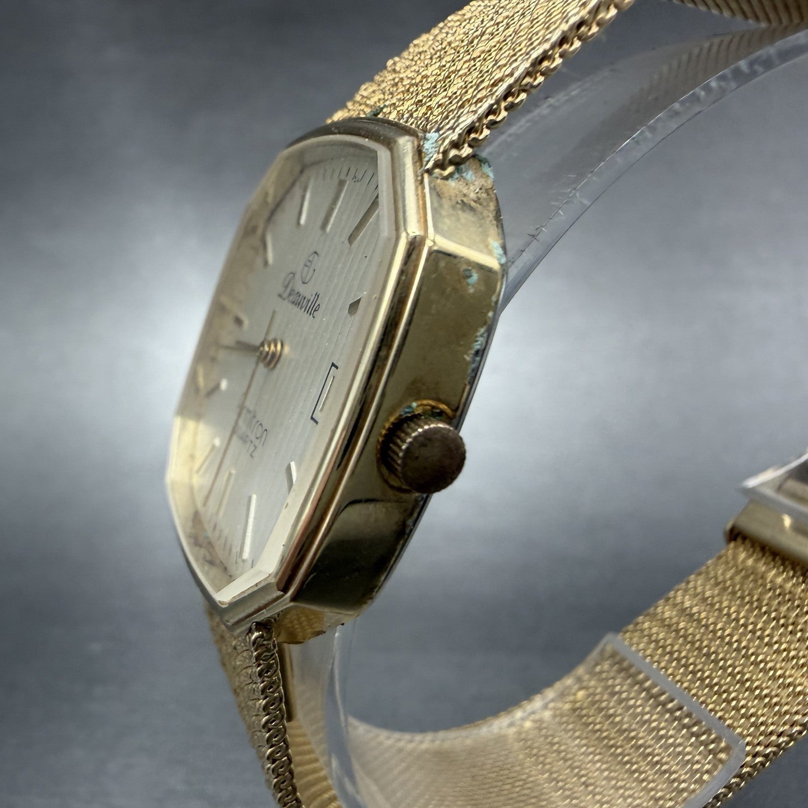 Armitron Deauville Watch Men 31mm Champagne Dial Gold Tone Date PARTS VTG3