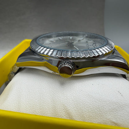 Invicta Specialty Watch Men 41mm Silver Dial Silver Round Fluted Bezel 690135