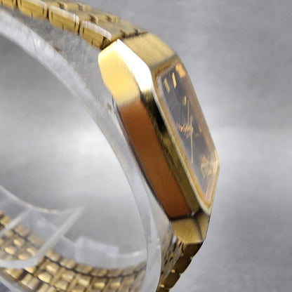 Seiko Tank Watch Women 17mm Black Dial Gold Tone 2Y015D20 Rectangle New Battery2