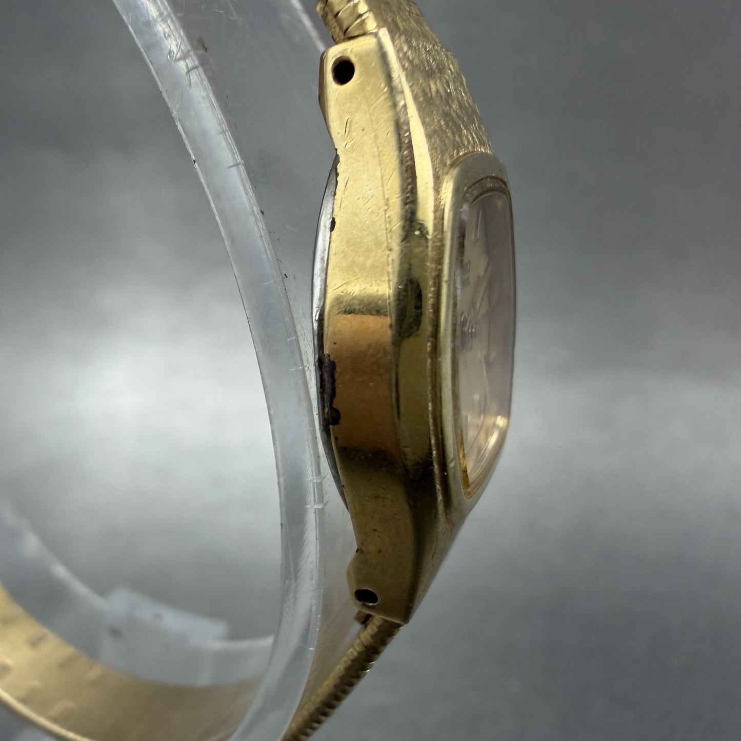 Seiko Watch Women 25mm Gold Dial Gold Tone Hexagon Vintage 2C215149 New Bat TZ03