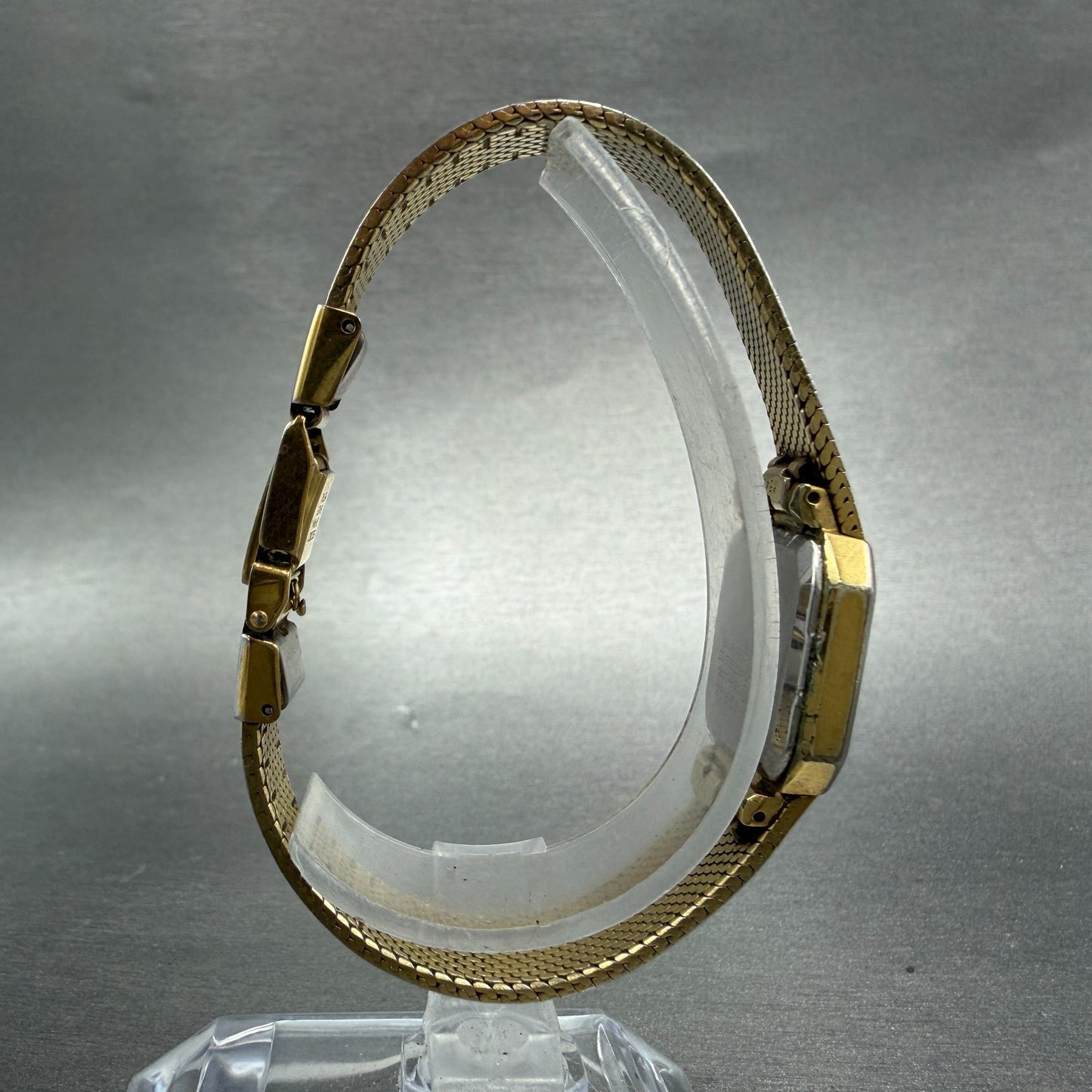Seiko Tank Watch Women 18mm Champagne Dial Gold Tone 1400-8089 New Battery8