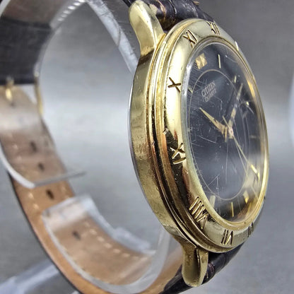 Citizen Watch Men 33mm Black Dial Gold Tone Date Round 5510-K06860 PARTS4