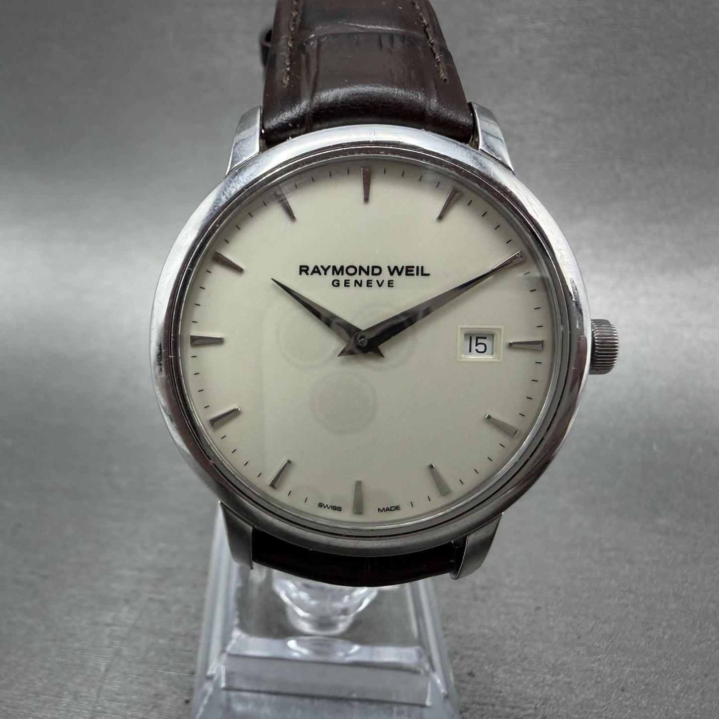 Raymond Weil Toccata Watch Men 39mm Cream Dial Steel Date Round 5488 New battery1