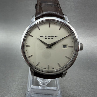 Raymond Weil Toccata Watch Men 39mm Cream Dial Steel Date Round 5488 New battery1