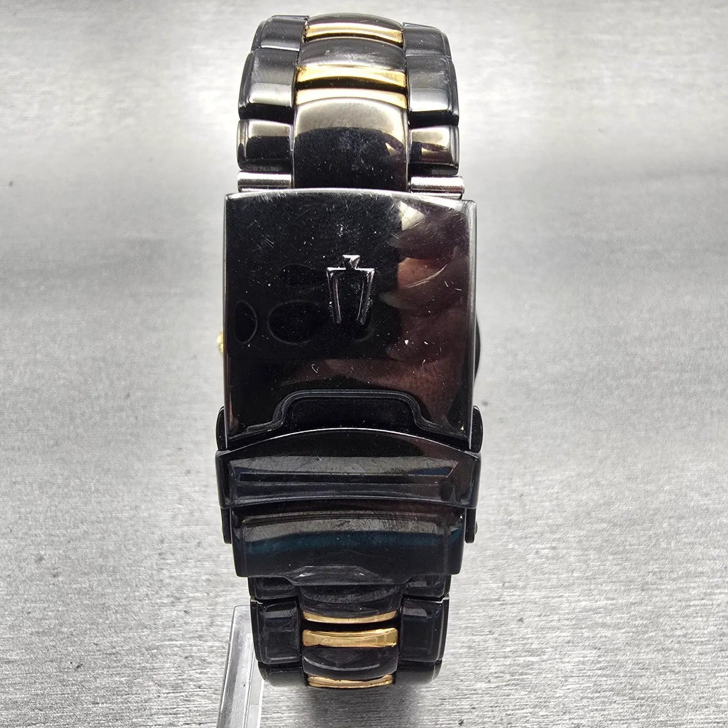 Bulova Marine Star Watch Men 42mm Black Dial Two Tone Daydate 98D0002 New Batt7