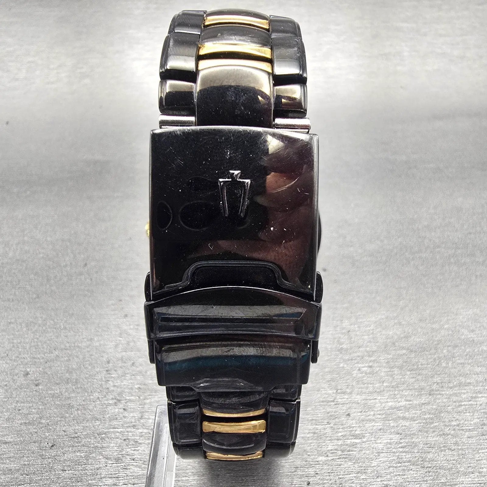 Bulova Marine Star Watch Men 42mm Black Dial Two Tone Daydate 98D0002 New Batt7