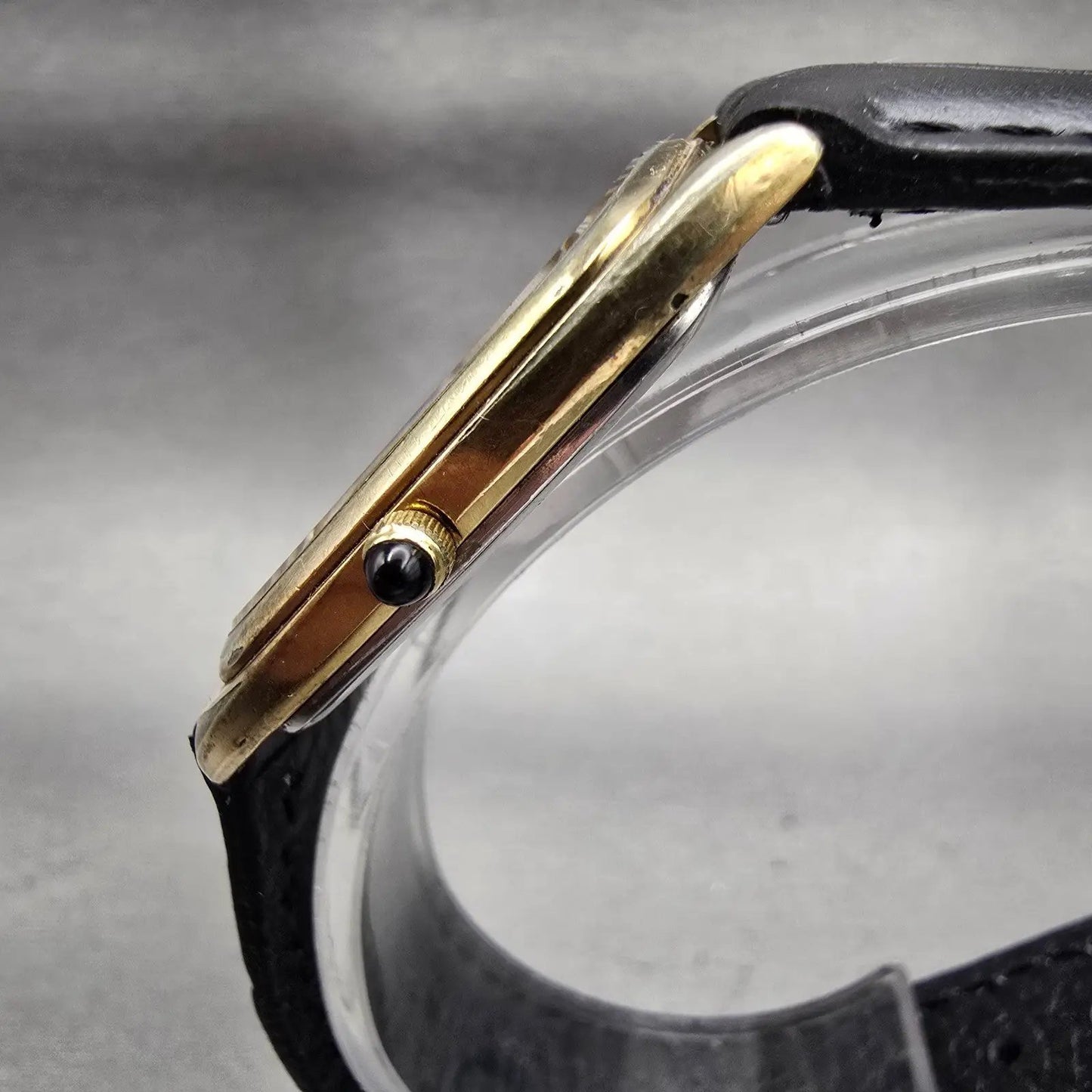 Seiko Watch Men 30mm Gold Dial Gold Tone Rectangle 6030-5250 New Battery Vintage2