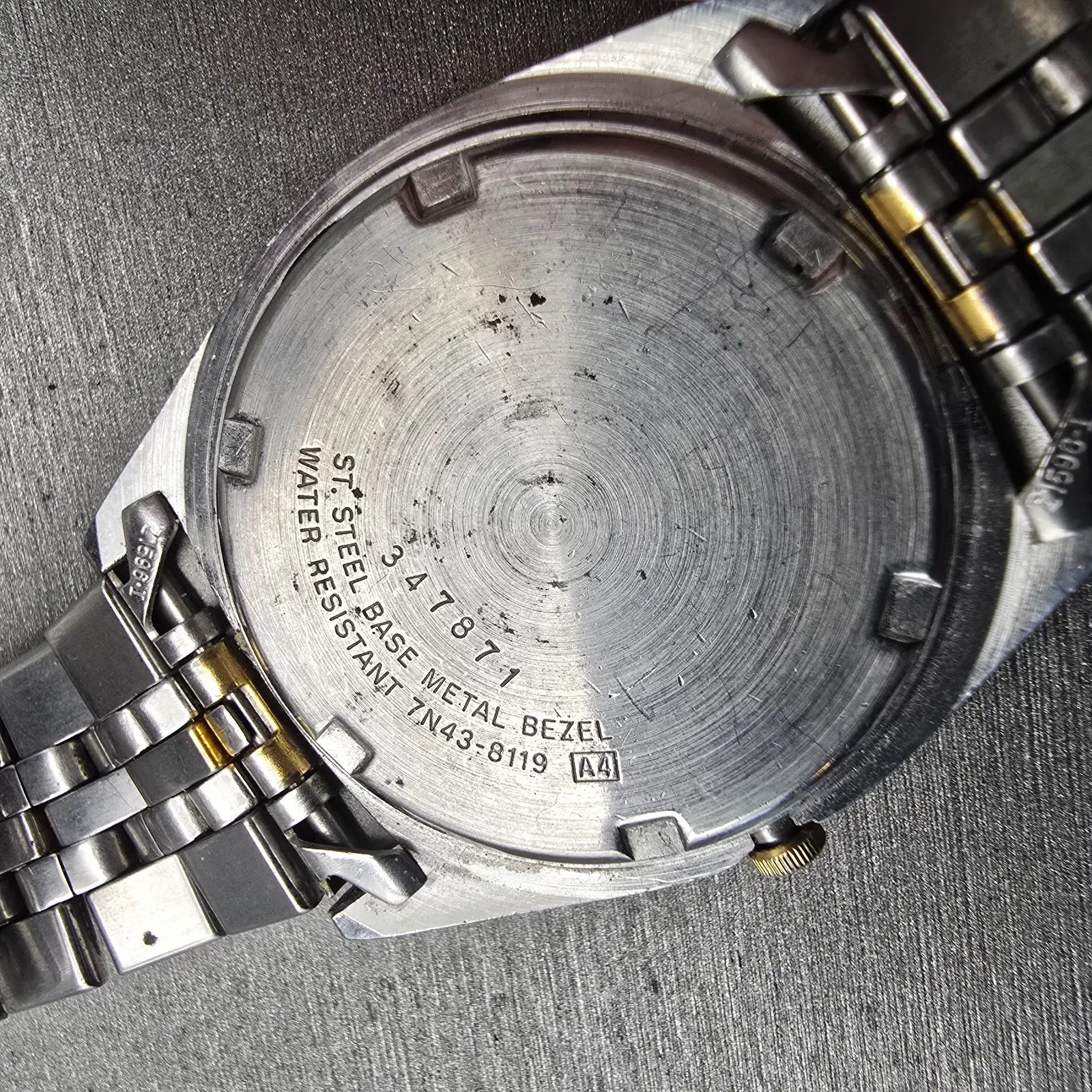 Seiko President Watch Men 35mm Silver Dial Two Tone Daydate 7N43-8119 New Batt10