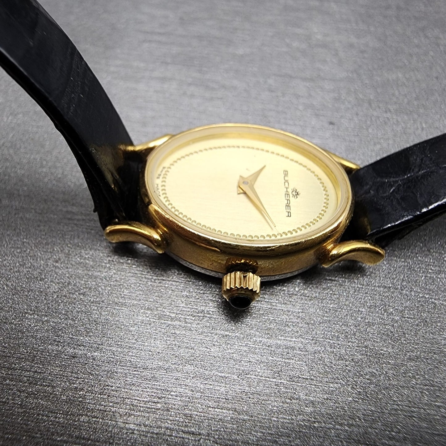 Bucherer Watch Women 17mm Champagne Dial Gold Plated Manual Wind Runs VTG3