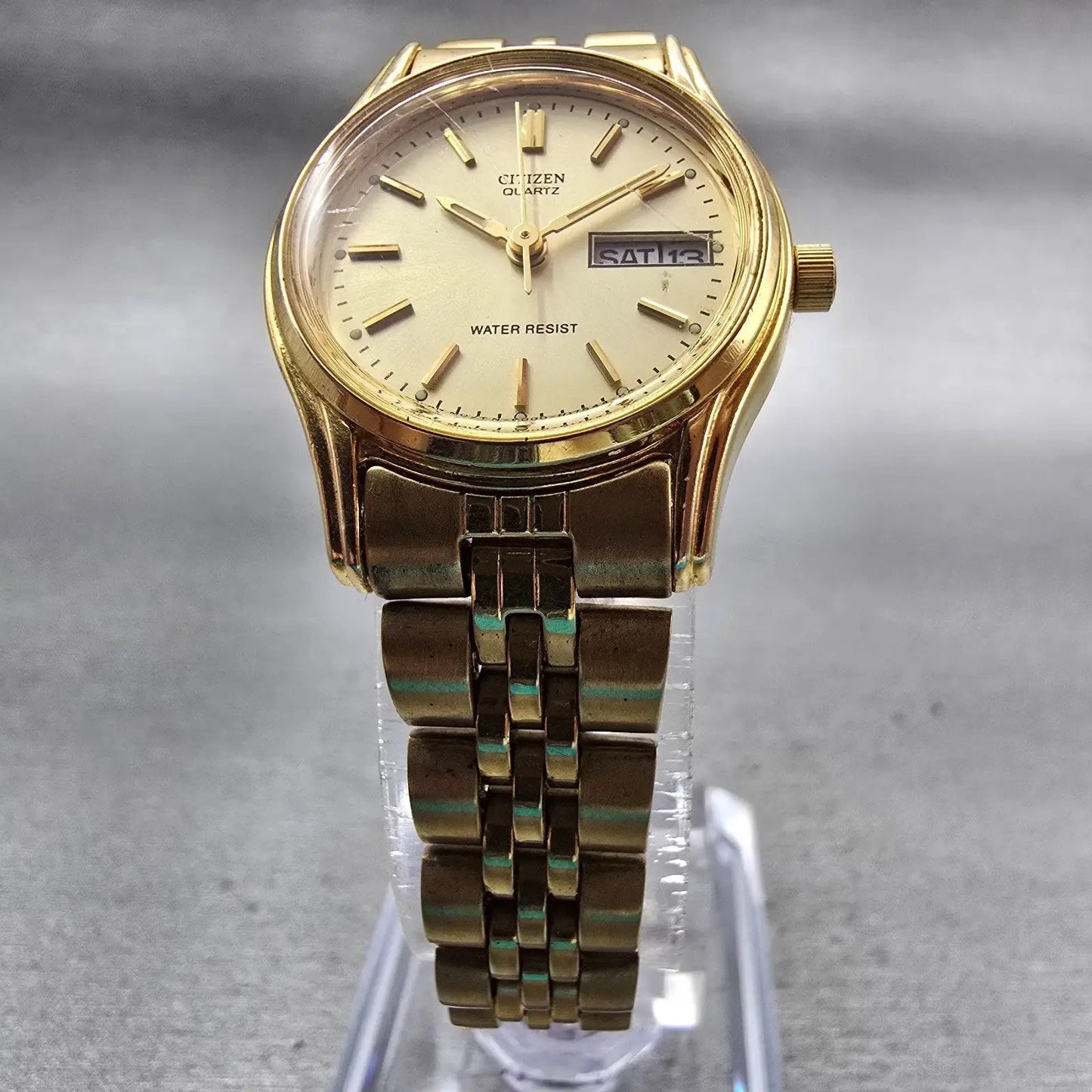 Citizen Watch Women 23mm Champagne Dial Gold Tone Daydate 6000-S38231 New Batt5