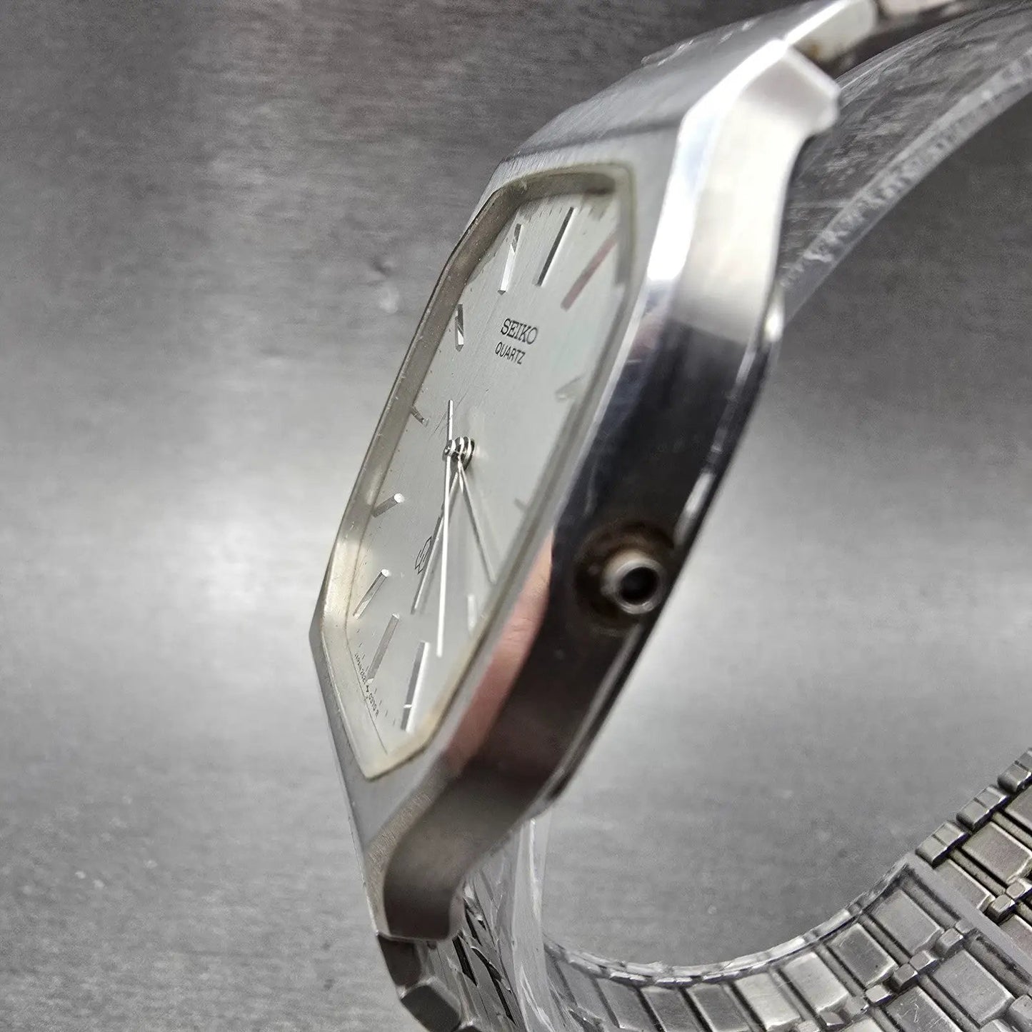 Seiko Tank Watch Men 31mm Silver Dial Silver Tone Rectangle 2621-5180 New Batt3