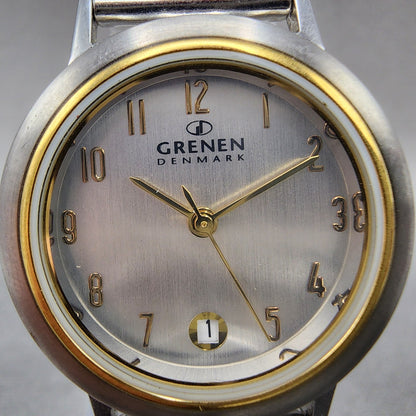 Skagen Grenen Watch Women 28mm Silver Dial Steel Date Mesh Band New Battery1