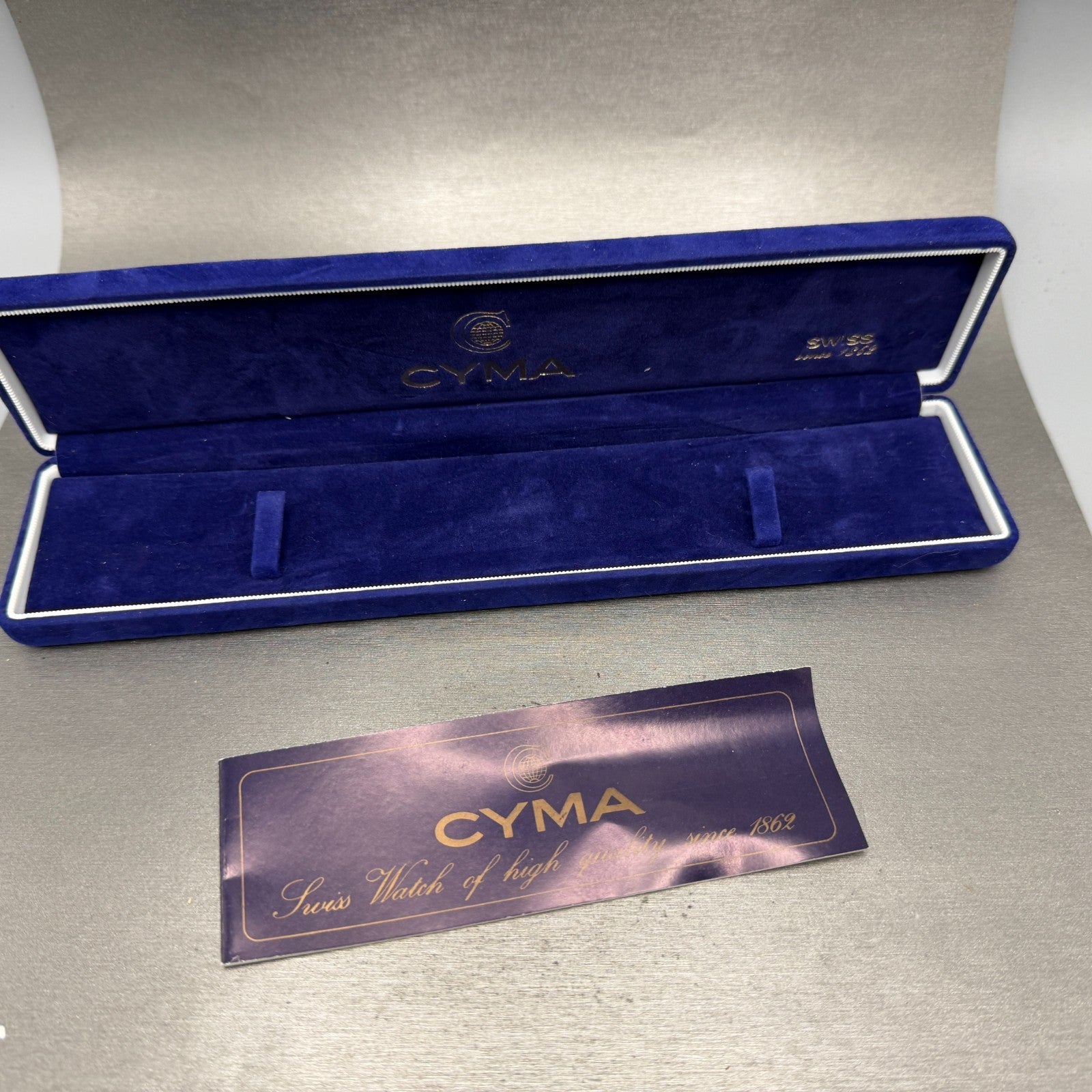 Cyma Watch Women 24mm Blue Dial Gold Tone Round 906 W/Box  New Battery11