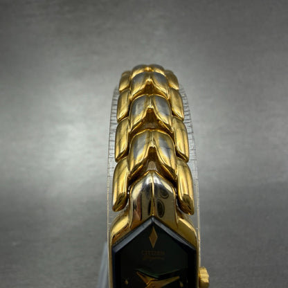 Citizen Elegance Watch Women 13mm Blue Dial Gold Tone Hexagon New Battery ABCY4