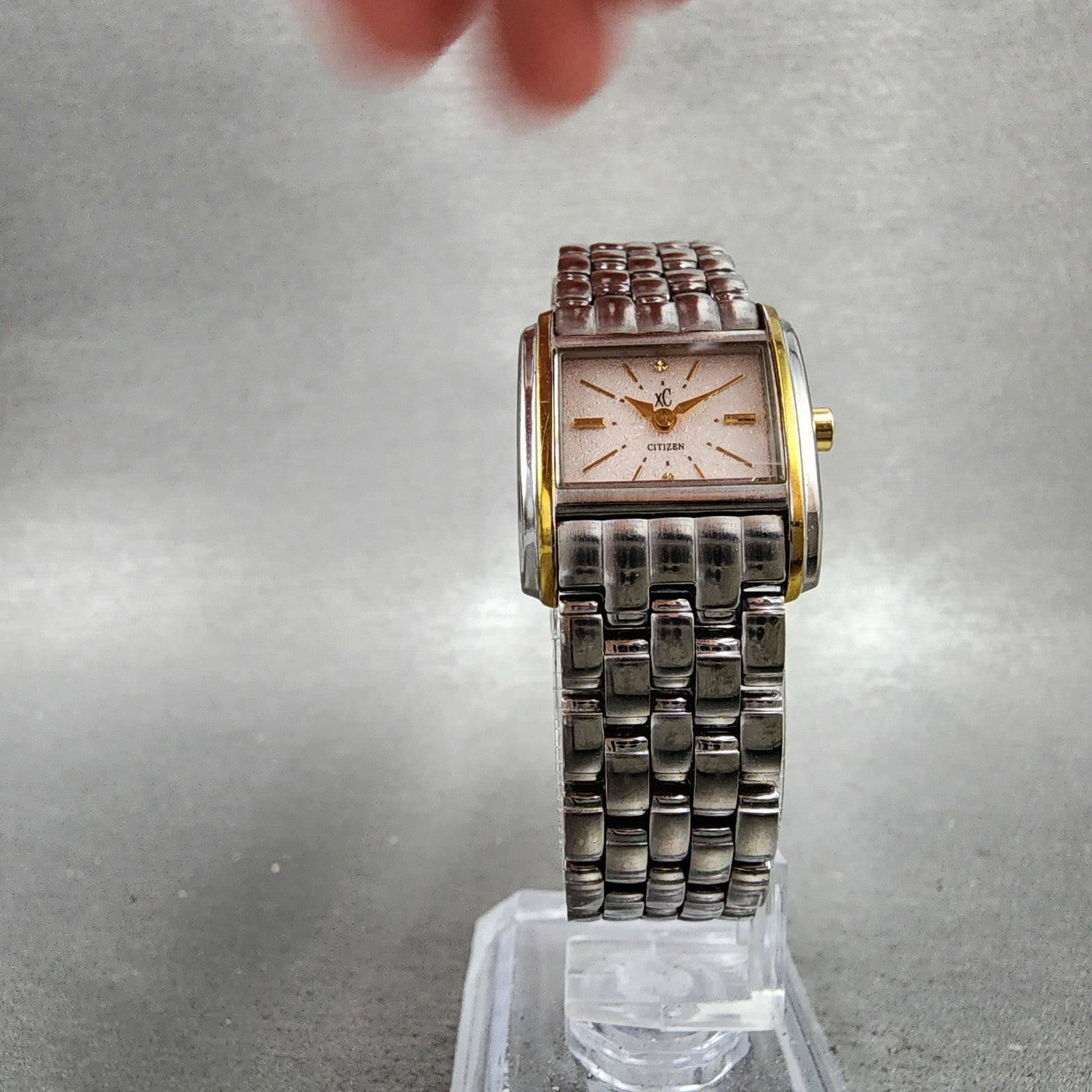 Citizen XC EcoDrive Tank Watch Women 19mm Cream Dial Two Tone Rectangle Runs6