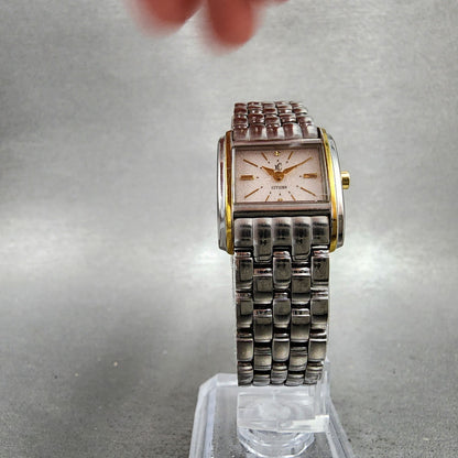 Citizen XC EcoDrive Tank Watch Women 19mm Cream Dial Two Tone Rectangle Runs6