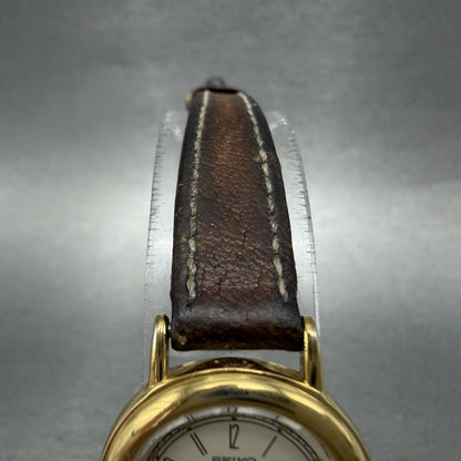Seiko Watch Women 21mm Cream Dial Gold Tone Round 1N01-0E29 New Battery A4