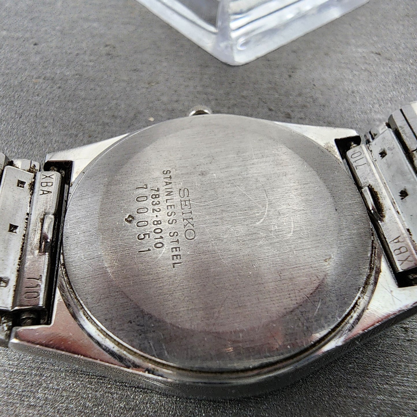 Seiko Watch Men 33mm Silver Dial Silver Tone Date 7832-8010 PARTS