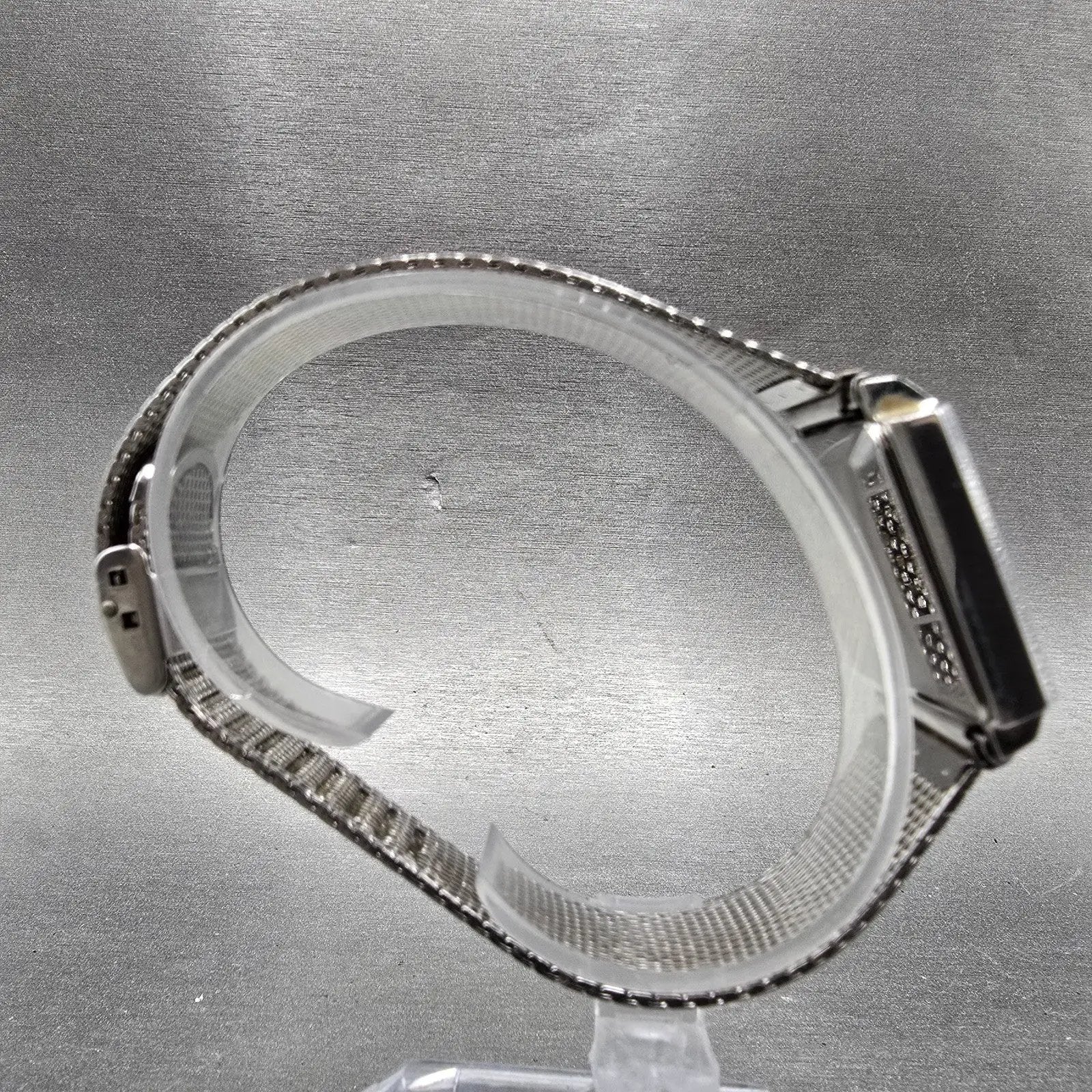 Seiko Watch Men 28mm Black Dial Silver Tone Rectangle 4110-5249 PARTS Vintage9