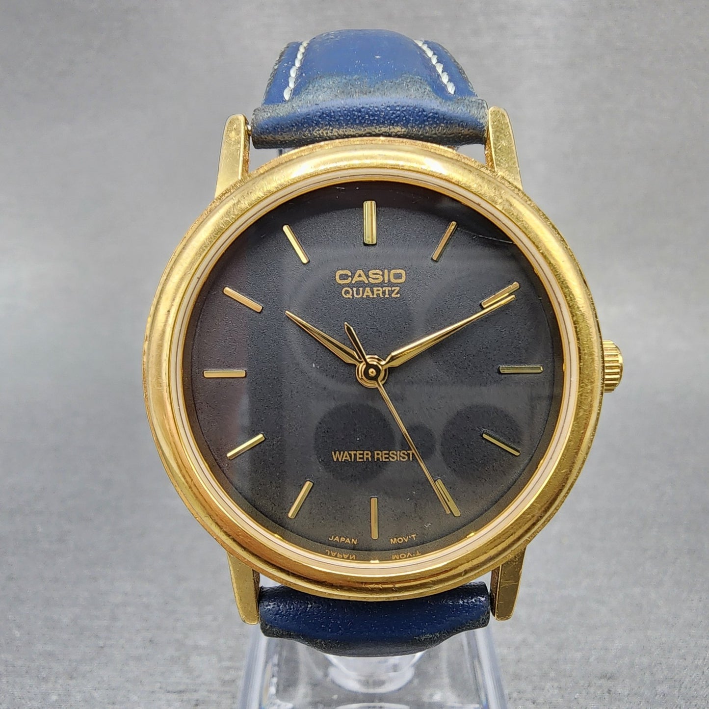 Casio MTP1095 Watch Men 33mm Black Dial Gold Tone Round New Battery0