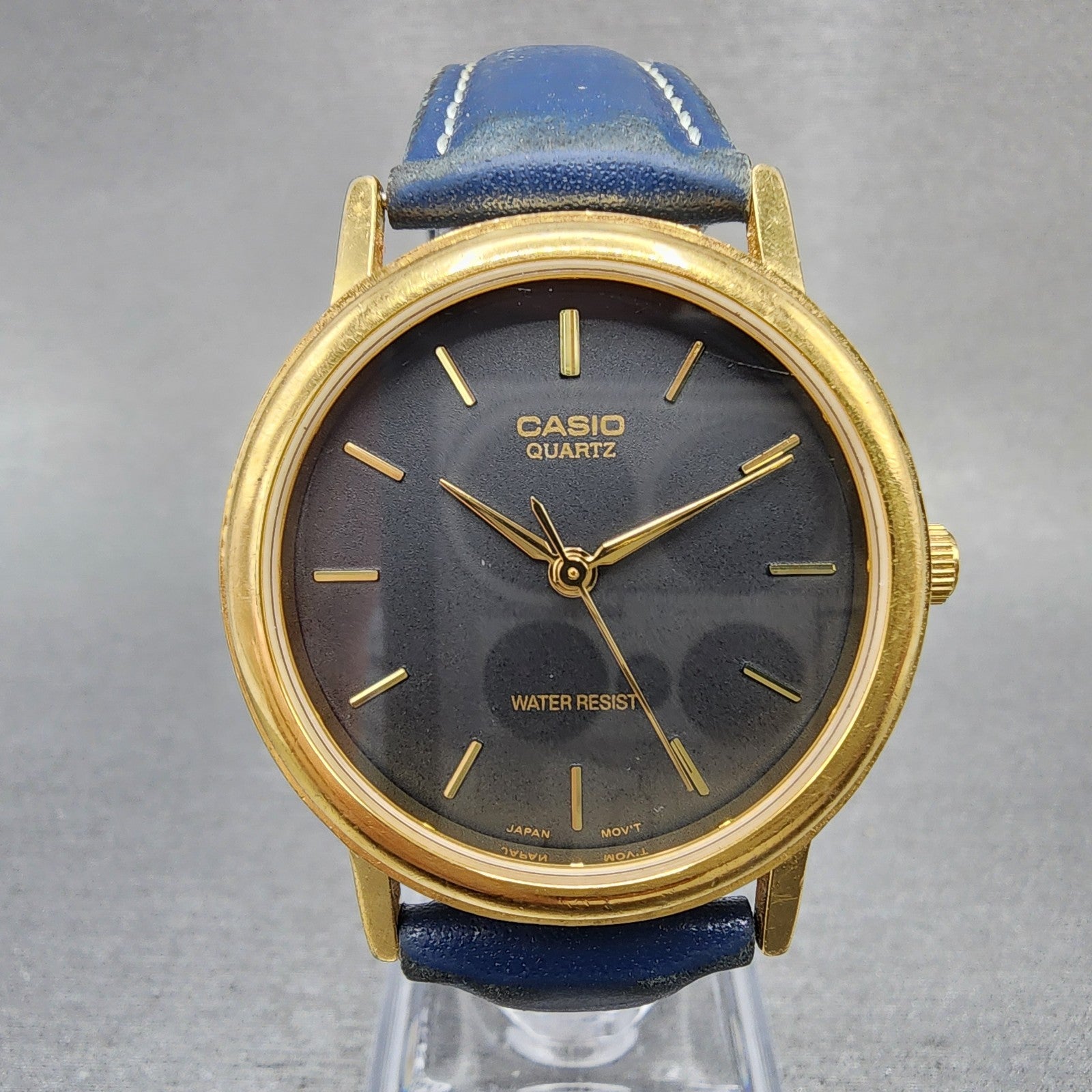 Casio MTP1095 Watch Men 33mm Black Dial Gold Tone Round New Battery0