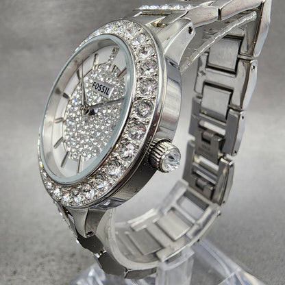Fossil Watch Women 34mm Silver Dial Silver Tone Round ES3097 New Battery3