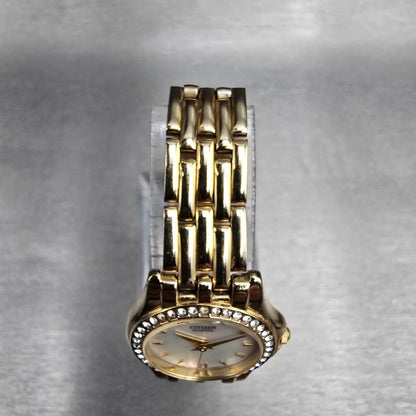 Citizen Watch Women 22mm MOP Dial Gold Tone Gemmed 1032-S011035 New Battery4