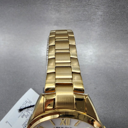 Bulova Skeleton Watch Women 34mm White Dial Gold Tone Auto 97L172 PARTS READ!!!!5