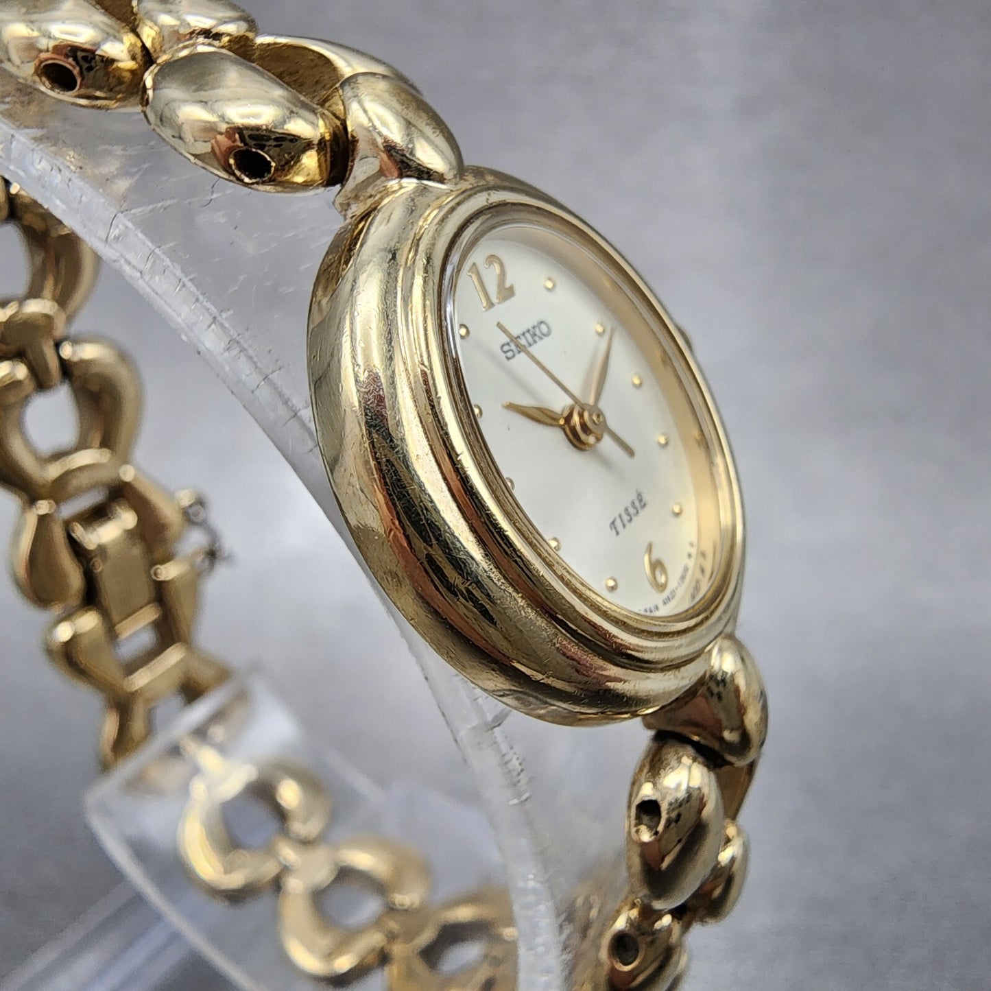 Seiko Tisse Watch Women 20mm White Dial Gold Tone Oval 4n215220 New Battery3