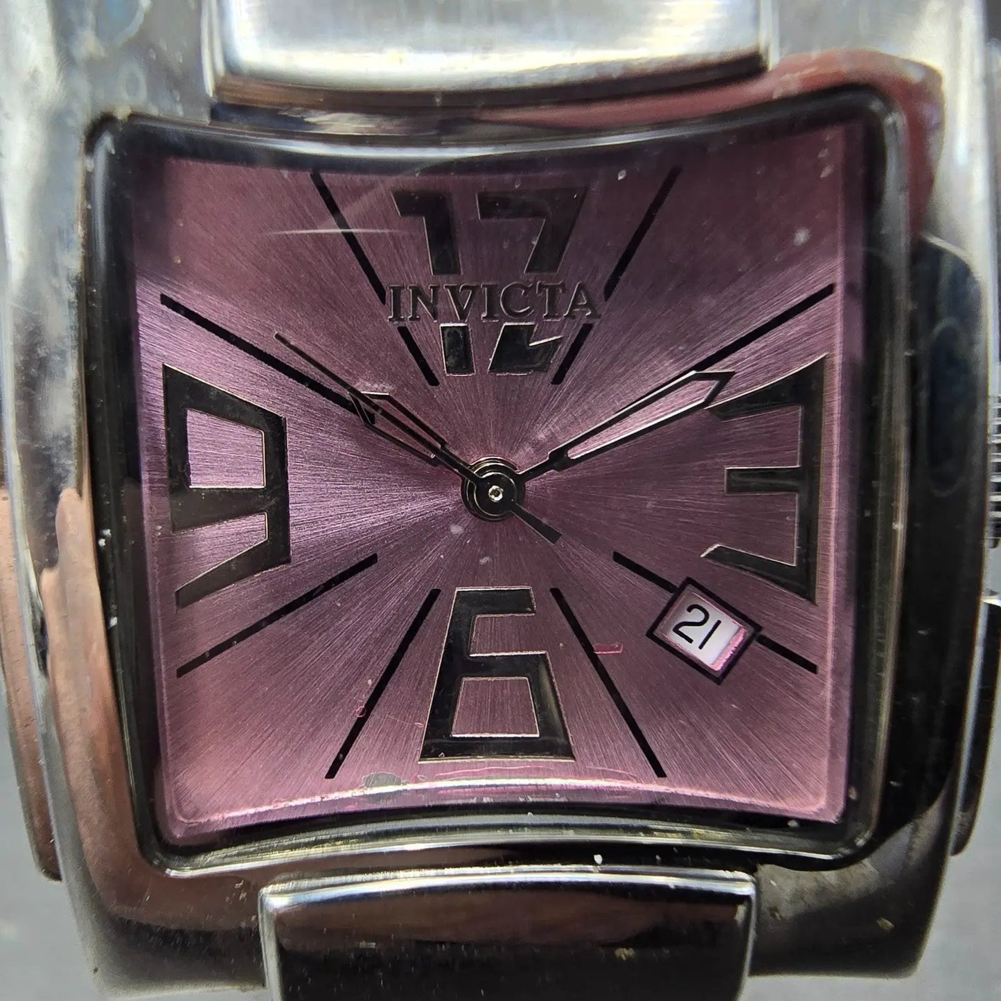 Invicta Watch Women 30mm Pink Dial Silver Tone Square Date 2317 New Battery1
