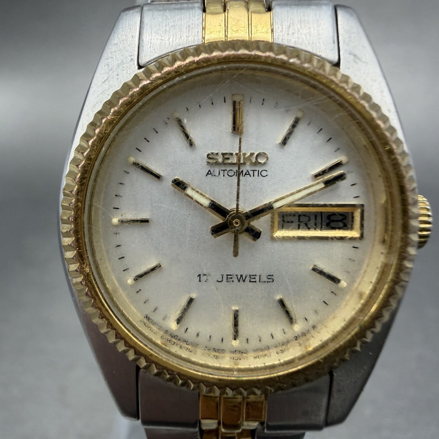Seiko Automatic Watch Women 25mm Silver Dial Two Tone Daydate 4206-0519 PARTS2
